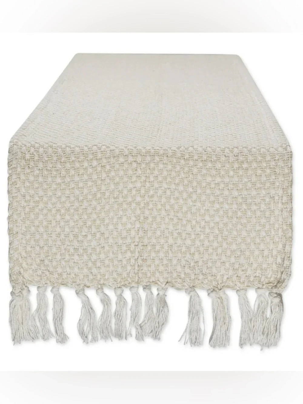 Woven Fringe Table Runner - Cream